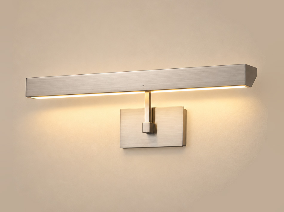 Drew brushed silver picture light with linear design
