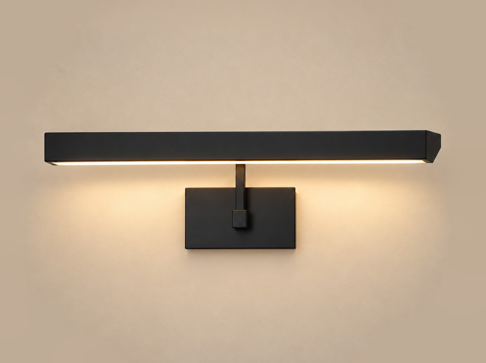 Drew matte black picture light with linear design