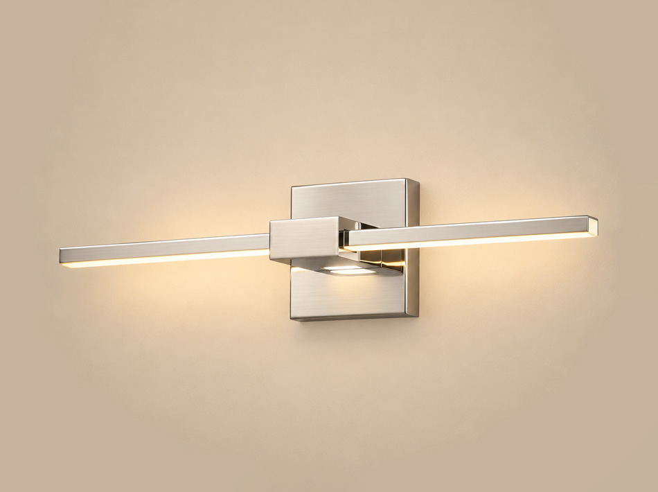 Dean silver picture light with slim linear design and geometric wall mount