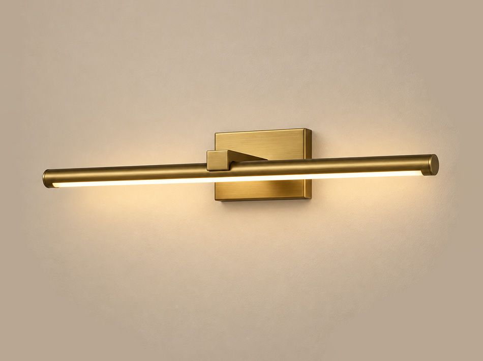 Clark brushed gold picture light with slim linear design